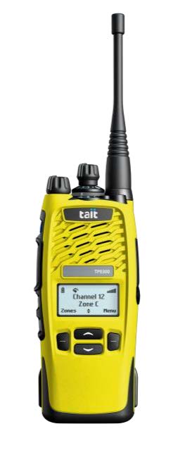 Tait Handfunkgerät TP9355 Rail (Serie TP9300) in gelb mit Tasten und Display