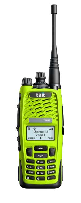 Tait Handfunkgerät TP9360 (Serie TP9300) in neon grün mit Tasten und Display